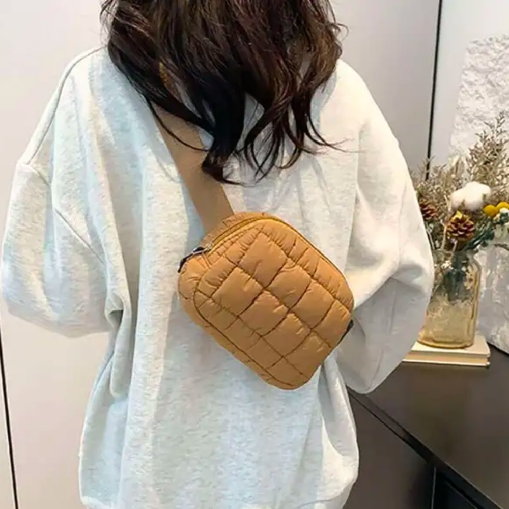 Mara Quilted Crossbody Bag in Tan